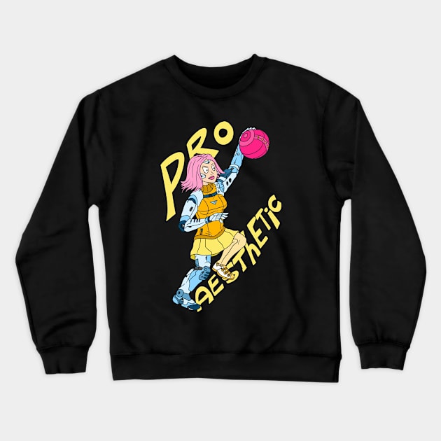 robotic prosthetic limbs. the disabled enabled. cartoon girl playing  volleyball Crewneck Sweatshirt by JJadx